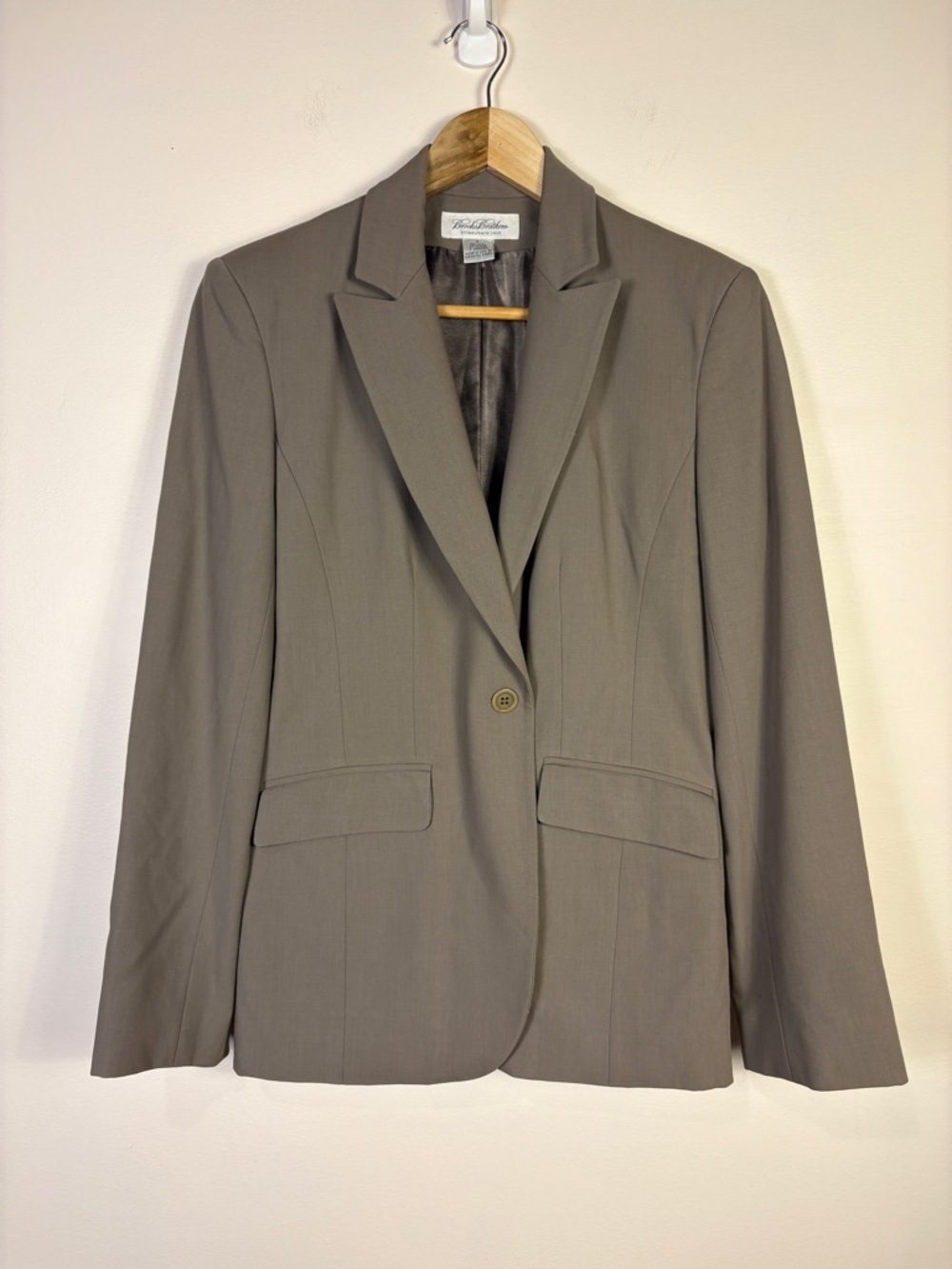 Brooks Brothers Taupe Beige Single-Button Wool Blend Women's Blazer Office